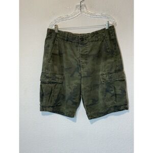 Y2K Abercrombie & Fitch Camo Cargo Shorts Mens 34 Button Fly Drawstring‎